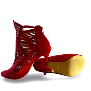 Ultra Haute Red Suede Bootie